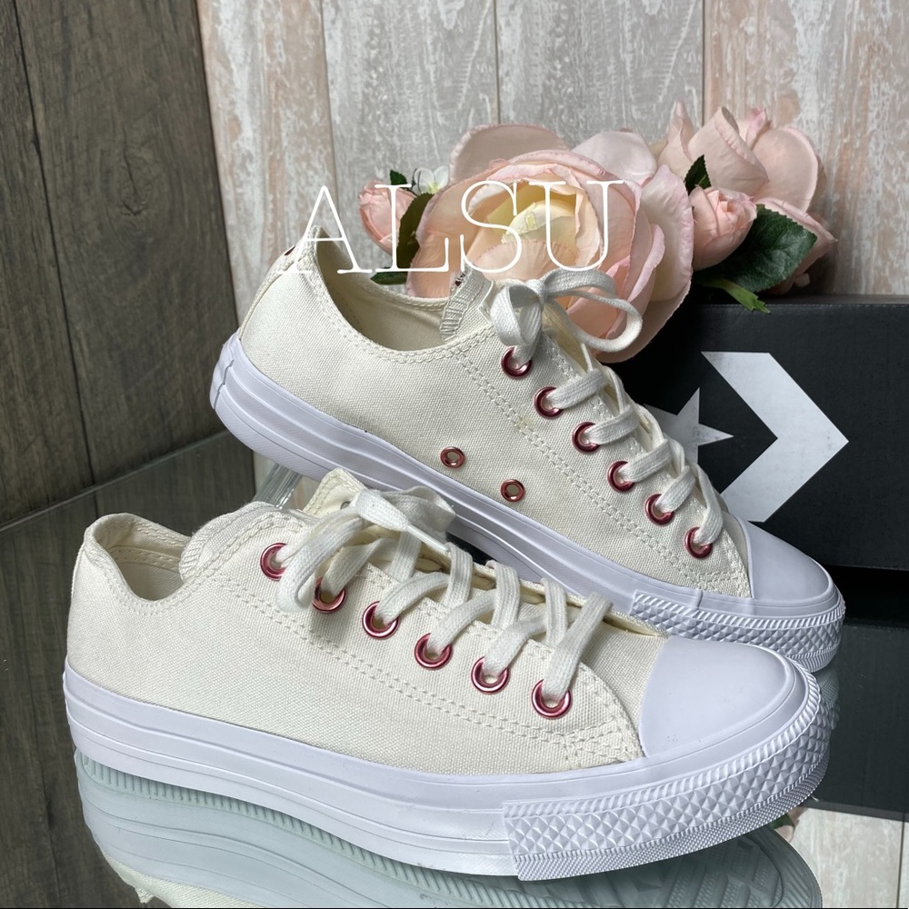 Converse Ctas OX Egret Rhubarb Canvas W AUTHENTIC - Picture 2 of 8